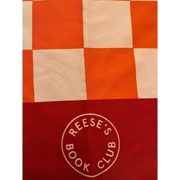 Reese's Book Club Scarf Red Orange Checked Promo - Picture 2 of 4